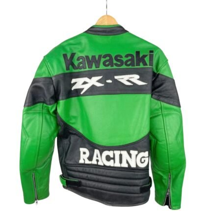NARSON KAWASAKI RACING GREEN AS BLACK MOTORCYCLE LEATHER JACKET