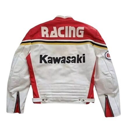 NARSON KAWASAKI RACING STREETWEAR CE ARMORED MOTORBIKER LEATHER JACKET