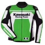 NARSON KAWASAKI RACING TEAM GREEN MOTORCYCLE COWHIDE LEATHER BIKER JACKET
