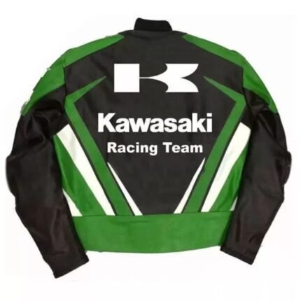 NARSON KAWASAKI RACING TEAM MOTORCYCLE GENUINE COWHIDE LEATHER JACKET