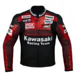 NARSON KAWASAKI RED RACING TEAM MOTORCYCLE COWHIDE LEATHER JACKET