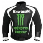 NARSON KAWASAKI MEN MONSTER ENERGY RACING MOTORCYCLE COWHIDE LEATHER JACKET