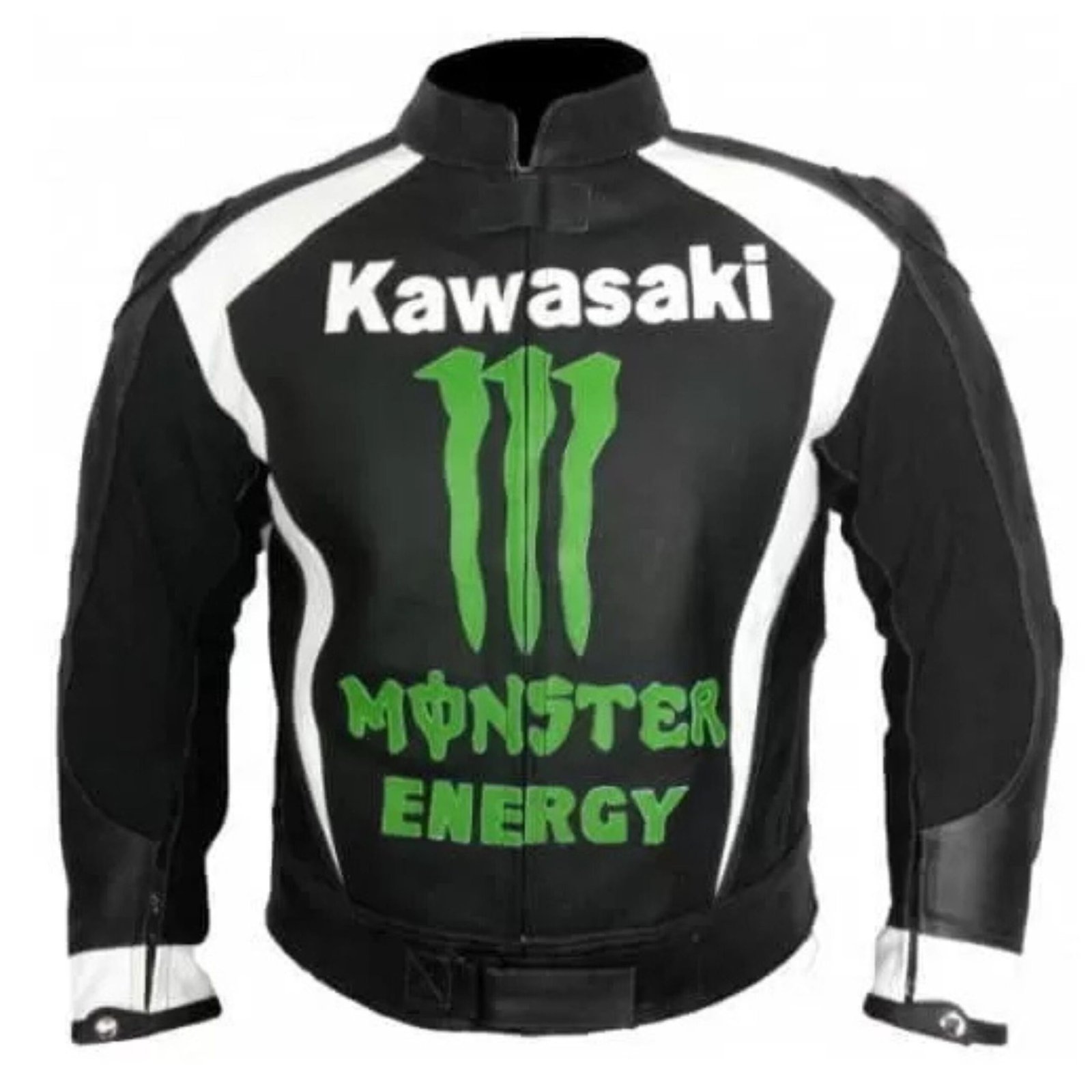 1 NARSON KAWASAKI MEN MONSTER ENERGY RACING MOTORCYCLE COWHIDE LEATHER JACKET