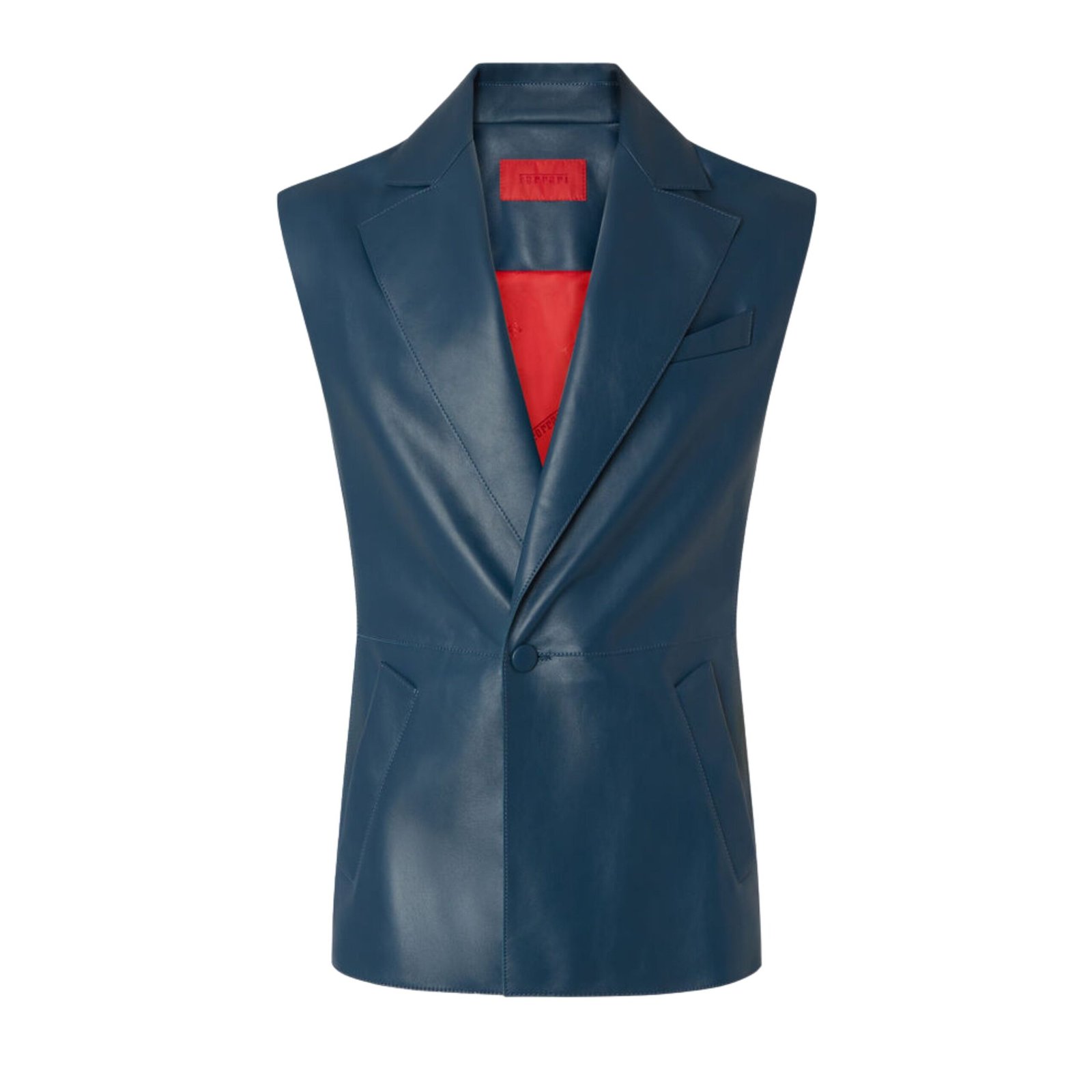 1 FERRARI GILET IN SEMI GLOSS NAPPA LEATHER