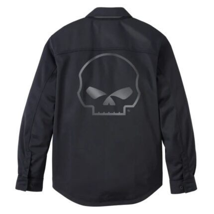 HARLEY DAVIDSON MENS WILLIE G SKULL GRAPHIC MESH OPERATIVE RIDING SHIRT JACKET