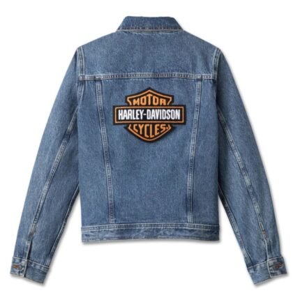 HARLEY DAVIDSON WOMENS ESSENTIAL BAR AS SHIELD DENIM JACKET MEDIUM INDIGO