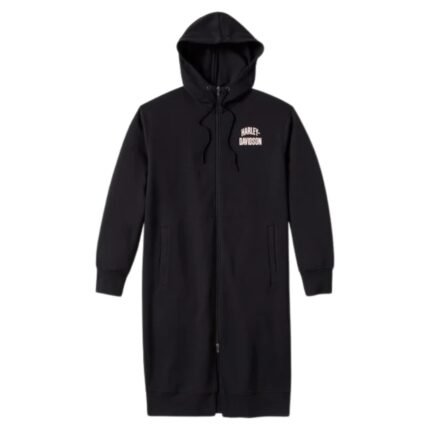 HARLEY DAVIDSON WOMENS ESSENTIAL FLEECE FULL ZIP DUSTER HARLEY BLACK