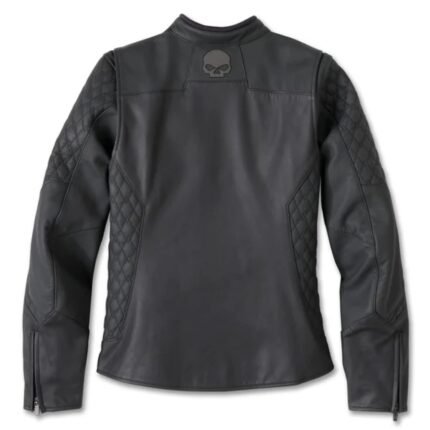 HARLEY DAVIDSON WOMENS WILLIE G SKULL GRAPHIC LEATHER RIDING JACKET