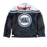 LUCKY STRIKE BIKER STREETWEAR FASHION MOTORCYCLE COWHIDE LEATHER RACING JACKET