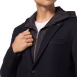 DENIM BLAZER JACKET WITH HOODIE