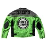 NARSON LUCKY STRIKE GREEN AS GRAY MOTORCYCLE RIDING GEAR COWHIDE LEATHER BIKER JACKET