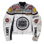 NARSON LUCKY STRIKE RACING MOTORCYCLE RIDING GEAR GENUINE LEATHER JACKET