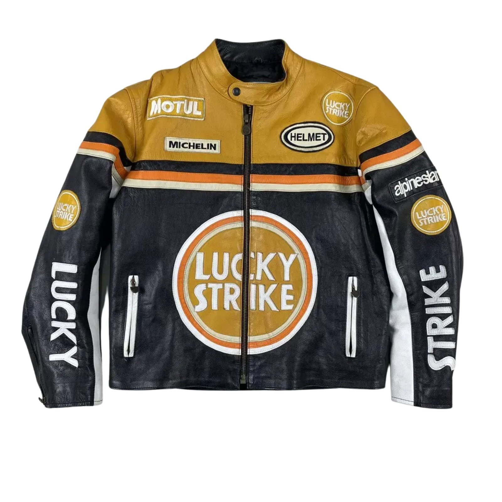 2 NARSON LUCKY STRIKE RACING LEATHER JACKET