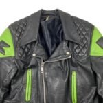 NARSON KAWASAKI BLACK MOTORCYCLE LEATHER BIKER JACKET