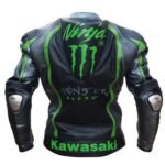 NARSON KAWASAKI MONSTER GREEN MOTORCYCLE RACING COWHIDE LEATHER JACKET