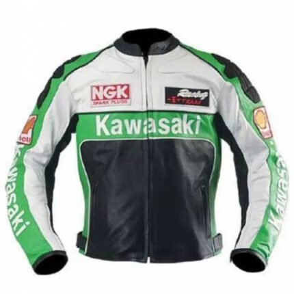 NARSON KAWASAKI MOTORBIKE RACING GEAR LEATHER BIKER JACKET