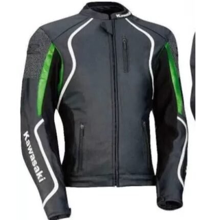 NARSON KAWASAKI MOTORCYCLE RACING STREETWEAR CE ARMORED LEATHER JACKET