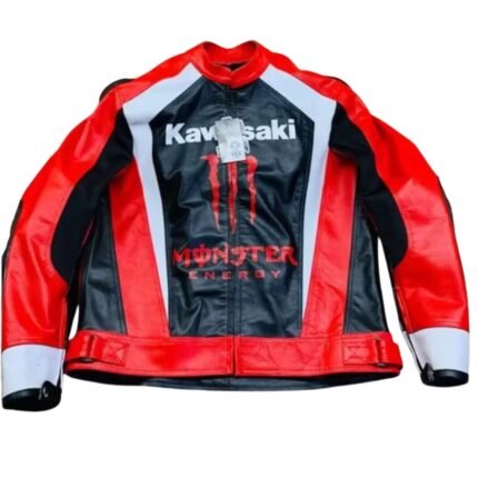 NARSON KAWASAKI MOTORCYCLE RIDIND GEAR COWHIDE LEATHER BIKER JACKET