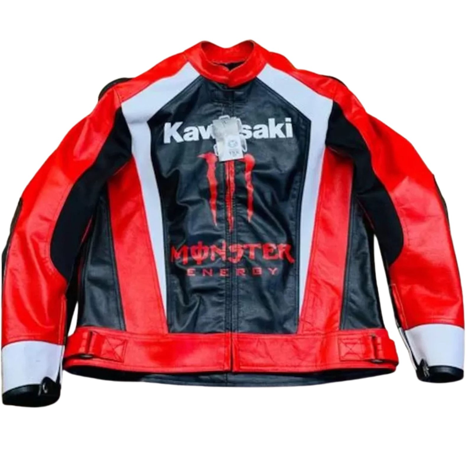 2 NARSON KAWASAKI MOTORCYCLE RIDIND GEAR COWHIDE LEATHER BIKER JACKET