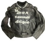 NARSON KAWASAKI BLACK RACING ZX10R MOTORBIKE GENUINE LEATHER BIKER JACKET