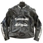 NARSON KAWASAKI NINJA BLACK RIDING MOTORBIKE COWHIDE LEATHER BIKER JACKET