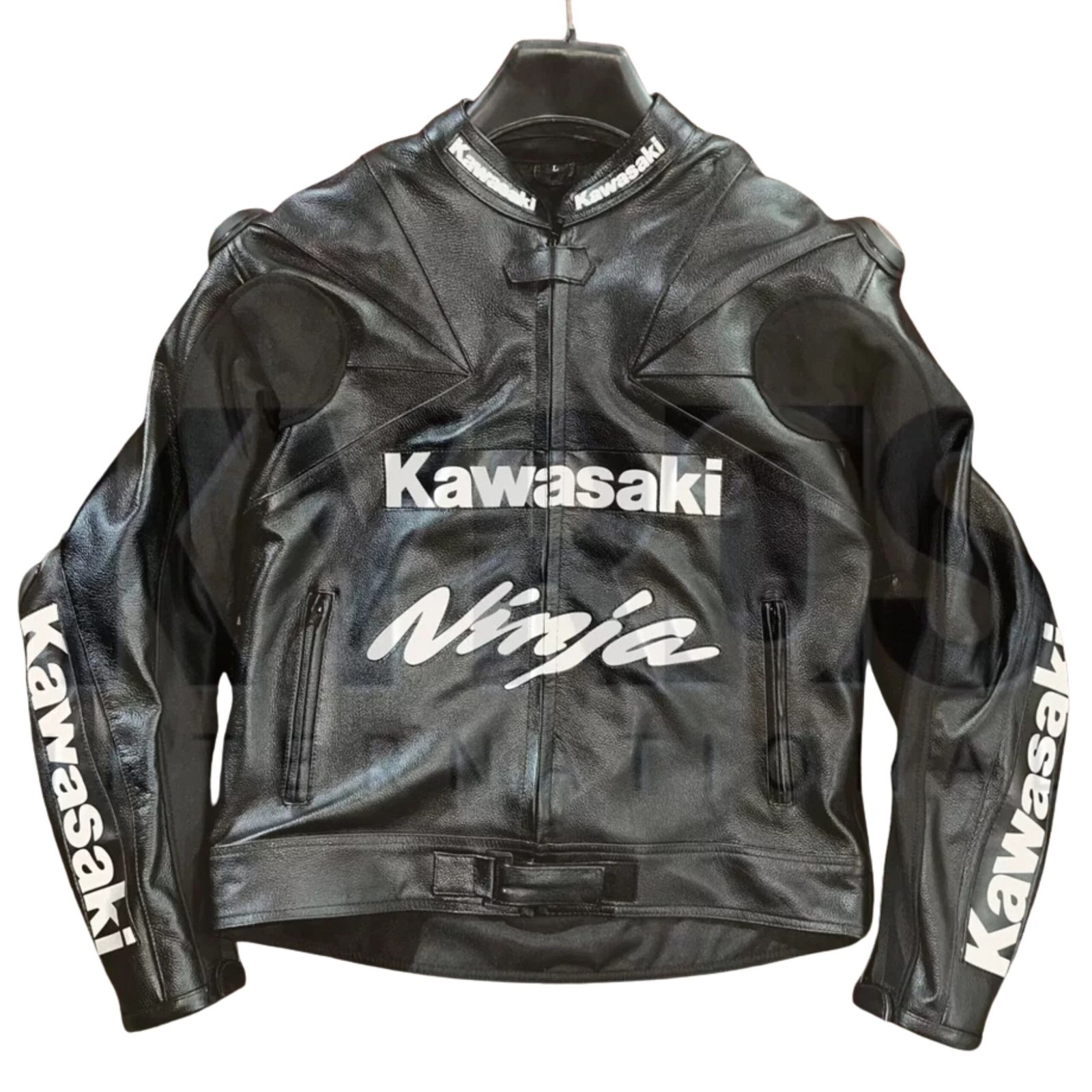2 NARSON KAWASAKI NINJA BLACK RIDING MOTORBIKE COWHIDE LEATHER BIKER JACKET