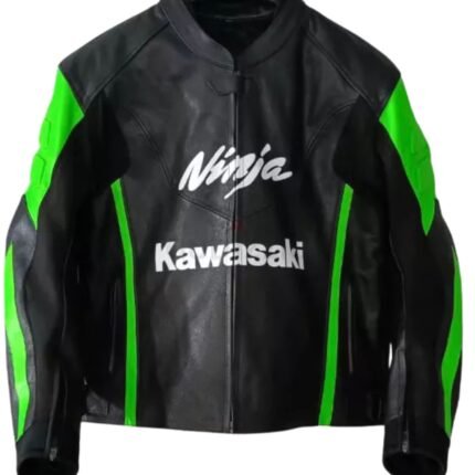 NARSON KAWASAKI NINJA RACING MOTORCYCLE COWHIDE LEATHER BIKER JACKET