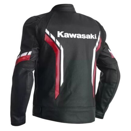 NARSON KAWASAKI RACING BLACK MOTORCYCLE CE ARMORS COWHIDE LEATHER JACKET