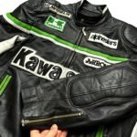 NARSON KAWASAKI RACING BLACK MOTORCYCLE CE ARMORS COWHIDE LEATHER JACKET