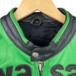NARSON KAWASAKI RACING GREEN AS BLACK MOTORCYCLE LEATHER JACKET