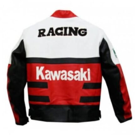 NARSON KAWASAKI RACING MOTORCYCLE RED BIKER COWHIDE LEATHER JACKET