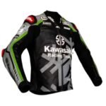 NARSON KAWASAKI RACING TEAM MOTORCYCLE COWHIDE LEATHER BIKER JACKET