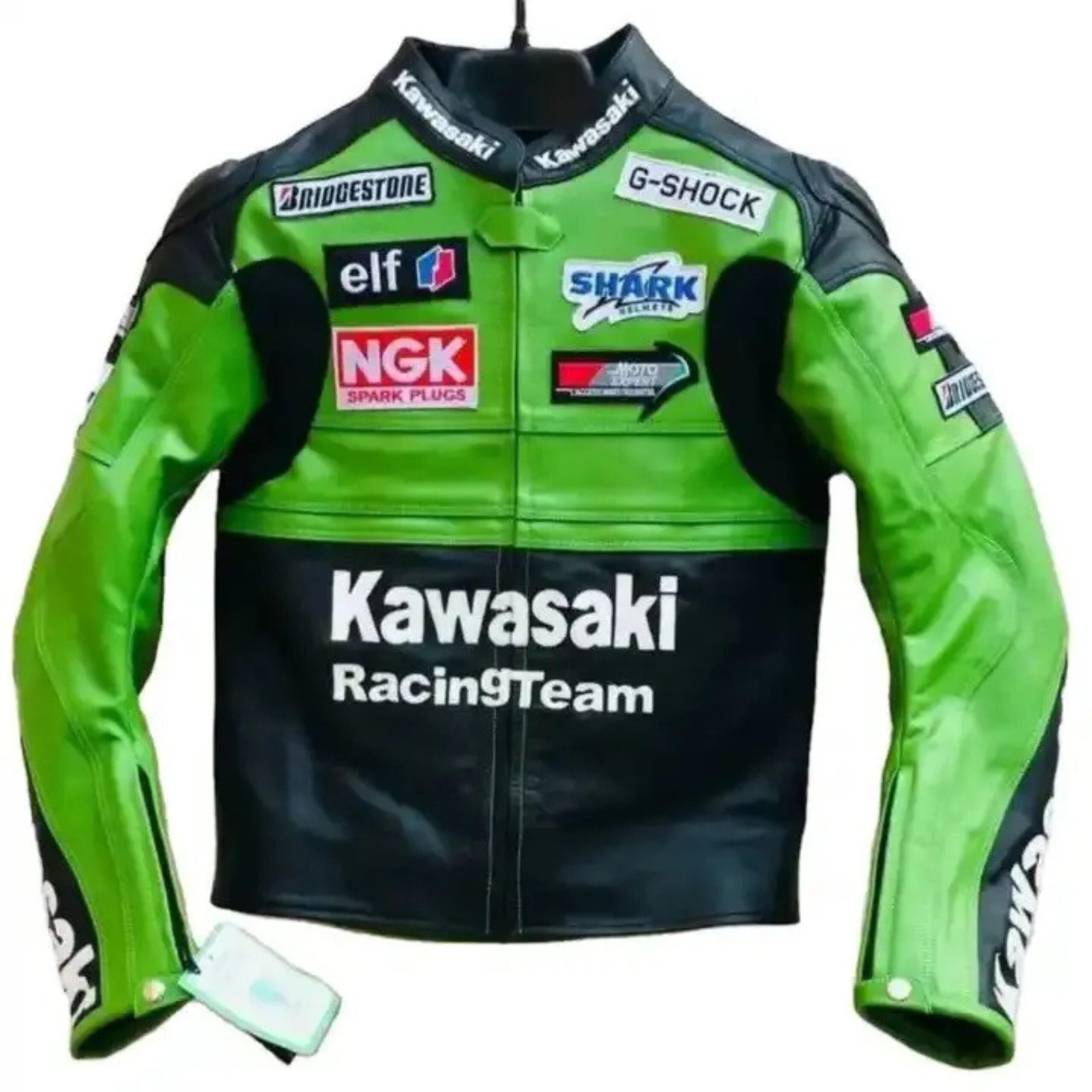 2 NARSON KAWASAKI RACING TEAM MOTORCYCLE COWHIDE LEATHER JACKET