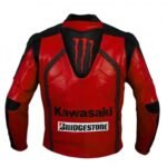 NARSON KAWASAKI RED RACING TEAM MOTORCYCLE COWHIDE LEATHER JACKET