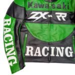 NARSON KAWASAKI ZX MOTORCYCLE GREEN LEATHER ARMORS JACKET