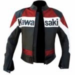 NARSON KAWASAKI MEN RED MOTORCYCLE COWHIDE LEATHERE JACKET
