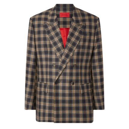 FERRARI DOUBLE BREASTED BLAZER IN TARTAN WOOL