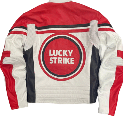 NARSON LUCKY STRIKE STREETWEAR GENUINE COWHIDE LEATHER BIKER JACKET
