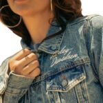 HARLEY DAVIDSON WOMENS ESSENTIAL BAR AS SHIELD DENIM JACKET MEDIUM INDIGO
