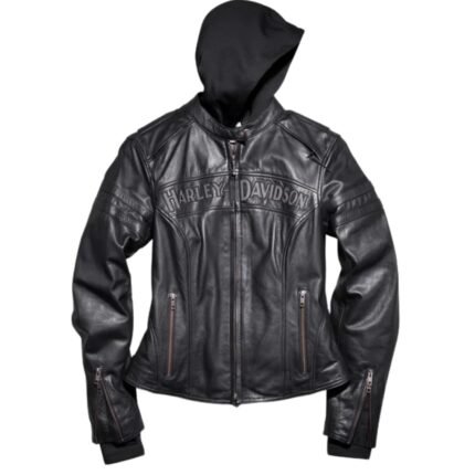 HARLEY DAVIDSON WOMENS MISS ENTHUSIAST 3 IN 1 LEATHER JACKET