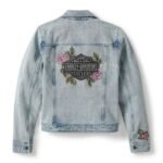 HARLEY DAVIDSON WOMENS ROSE AS THRON BLING DENIM JACKET
