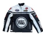 NARSON LUCKY STRIKE BIKER STREETWEAR FASHION MOTORCYCLE COWHIDE LEATHER RACING JACKET
