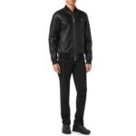 DENIM BASIC LEATHER BOMBER