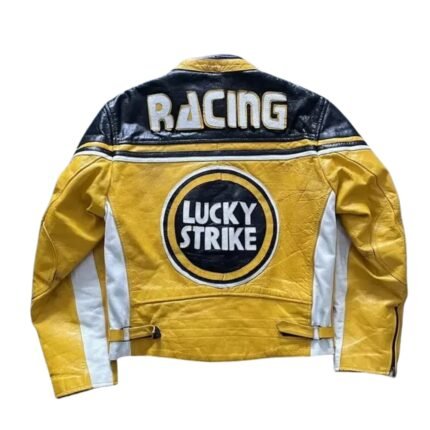 NARSON LUCKY STRIKE MOTORCYCLE RIDING GEAR STREETWEAR GENUINE COWHIDE LEATHER BIKER JACKET