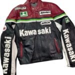NARSON KAWASAKI ALPHINESTARS MOTORCYCLE RAING COWHIDE LEATHER JACKET