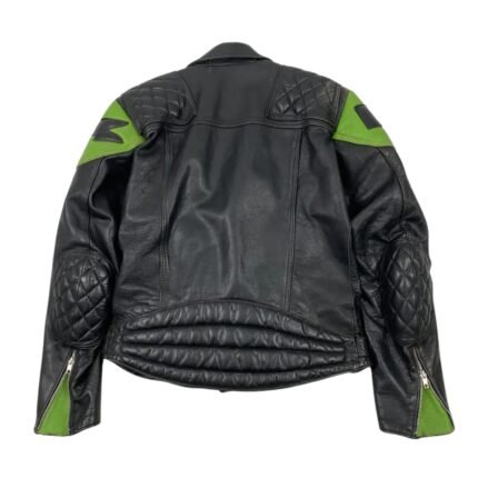 NARSON KAWASAKI BLACK MOTORCYCLE LEATHER BIKER JACKET