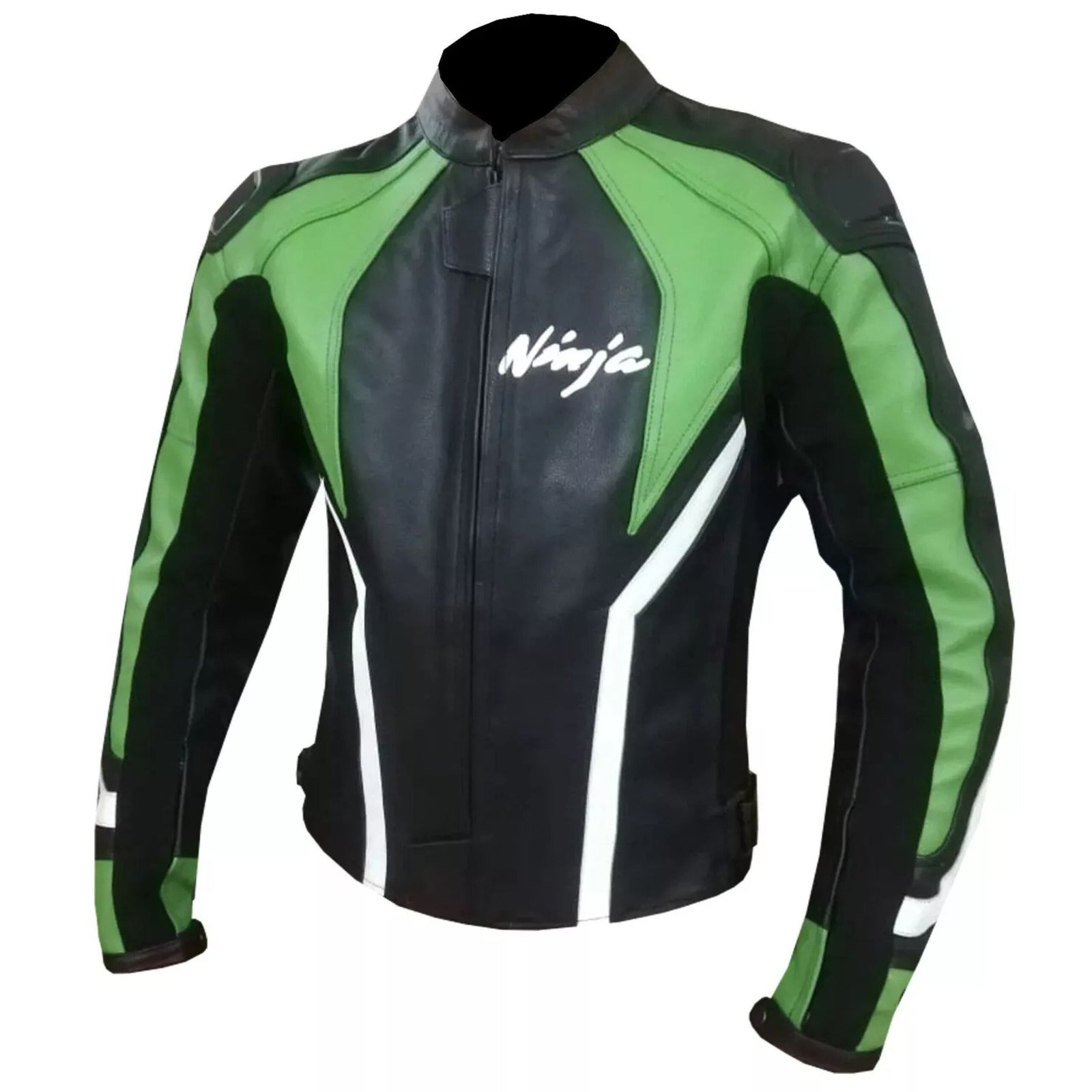 3 NARSON KAWASAKI GREEN MOTORCYCLE BIKER RIDING GEAR LEATHER JACKET
