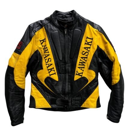 NARSON KAWASAKI NEW COLOR VINTAGE STYLLE BIKER MOTORCYCLE COWHIDE LEATHER JACKET