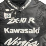 NARSON KAWASAKI BLACK RACING ZX10R MOTORBIKE GENUINE LEATHER BIKER JACKET