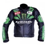 NARSON KAWASAKI RACING TEAM GREEN AS BLACK MOTORCYCLE LEATHER JACKET